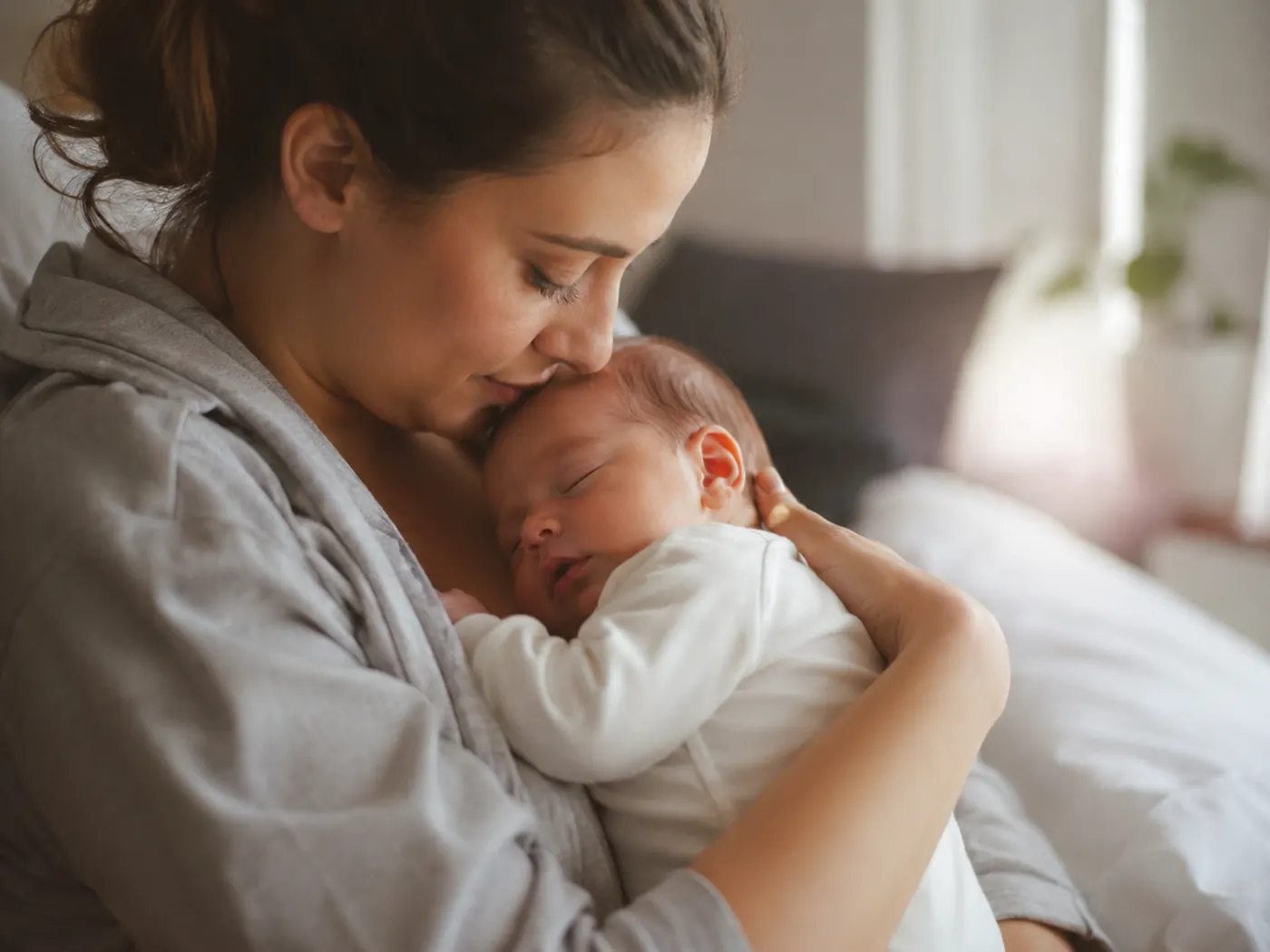 Mother lovingly holding her baby