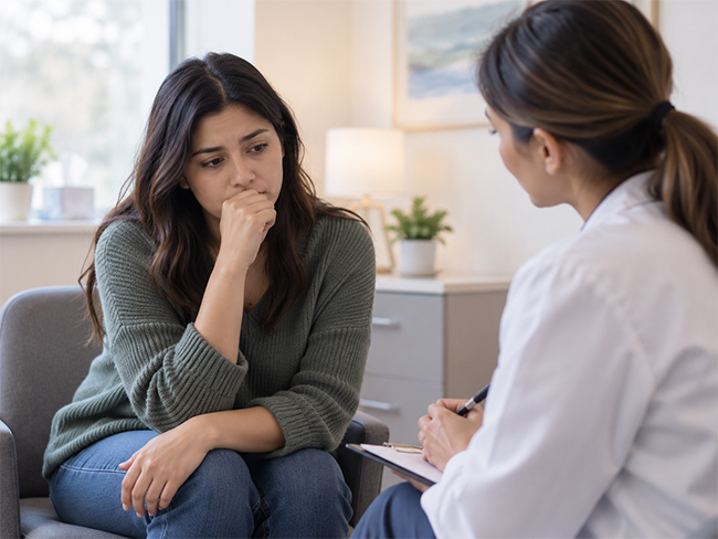 Patient having a private and confidential consultation